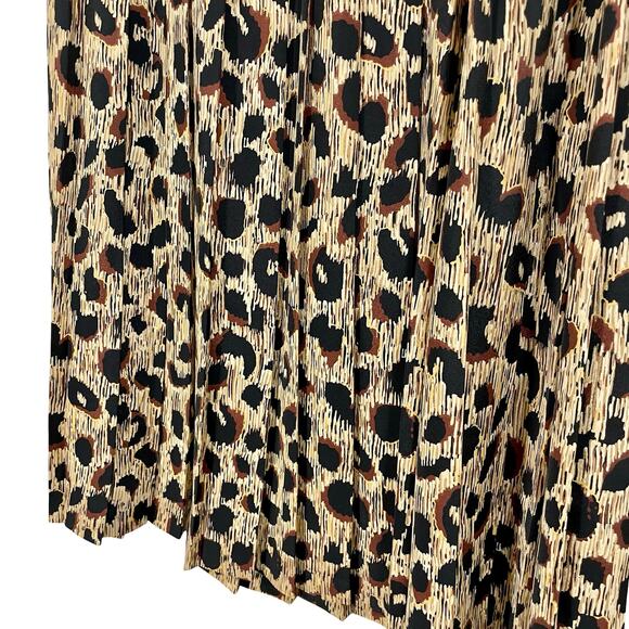 Vintage 90s Leopard Print A-Line Skirt Tan & Black Elastic Waist - Size XL - Picture 2 of 9